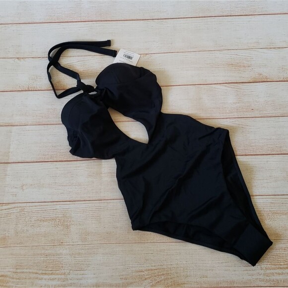 L'Agent by Agent Provocateur Adrina Halter Cutout One-Piece Swimsuit Black XS - Picture 6 of 15
